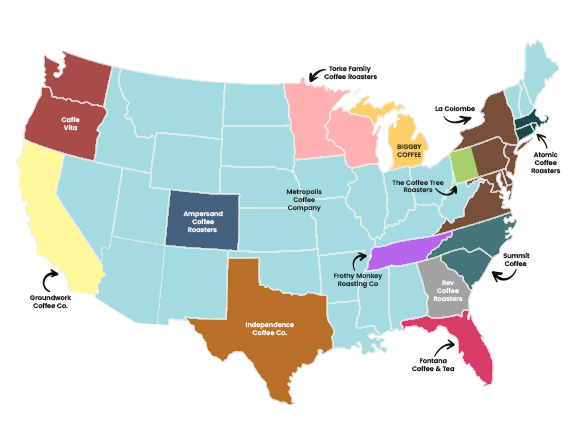 SipWithMe Coffee Roaster Map of the United States