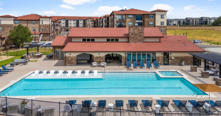 Aventine littleton apartment building with a pool