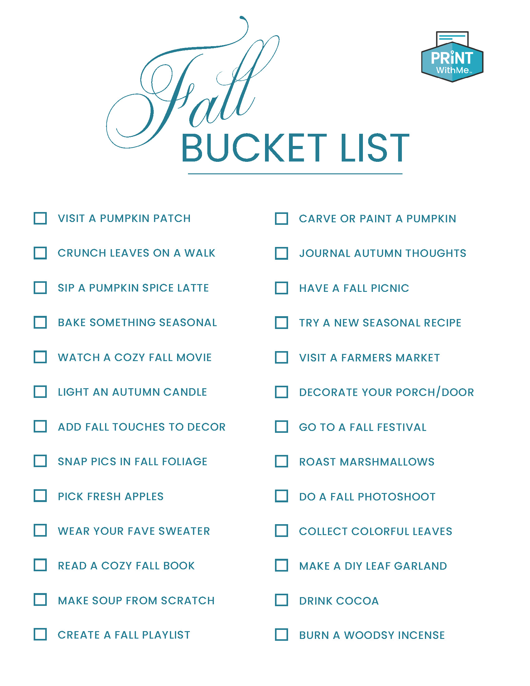 Fall Bucket List