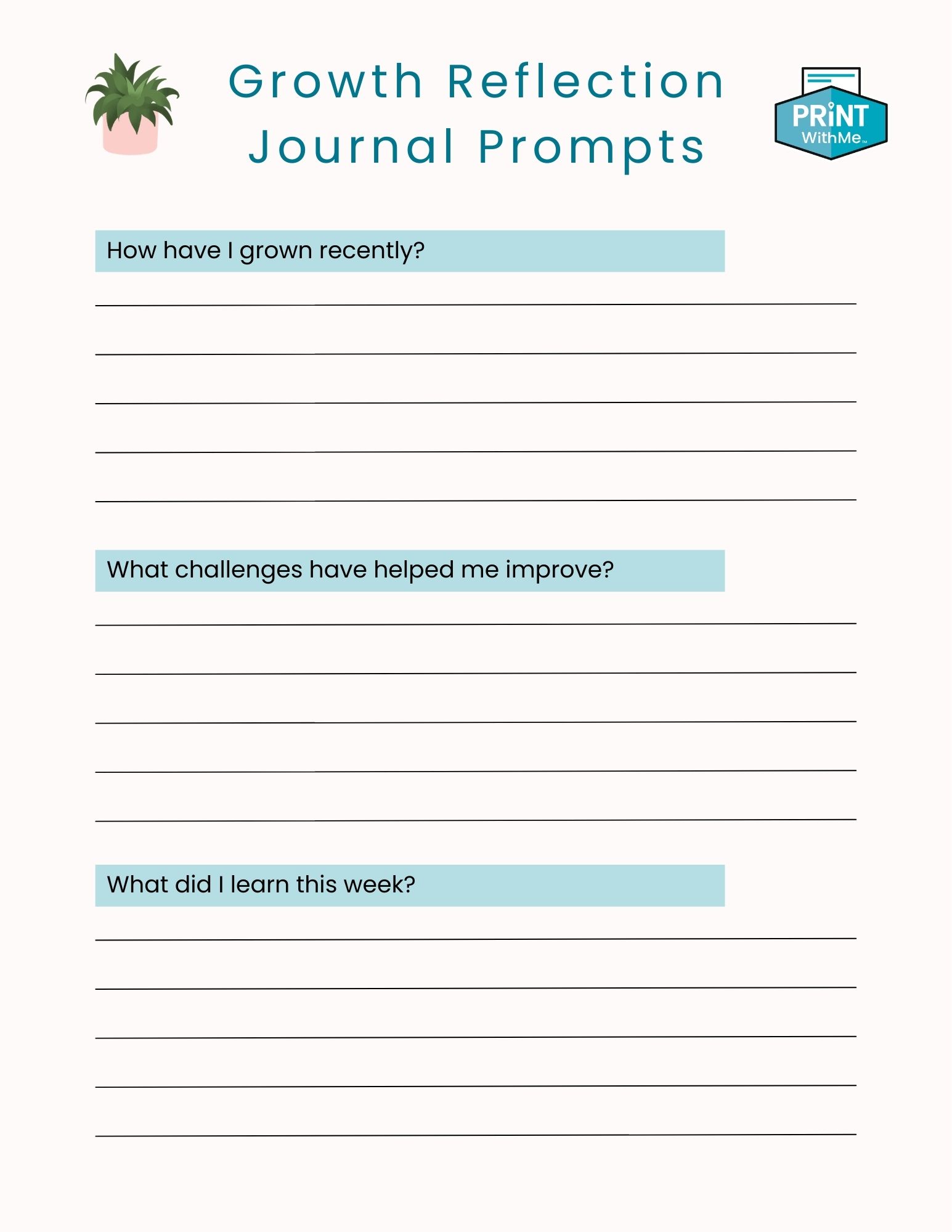 Growth Reflection Journal Prompts