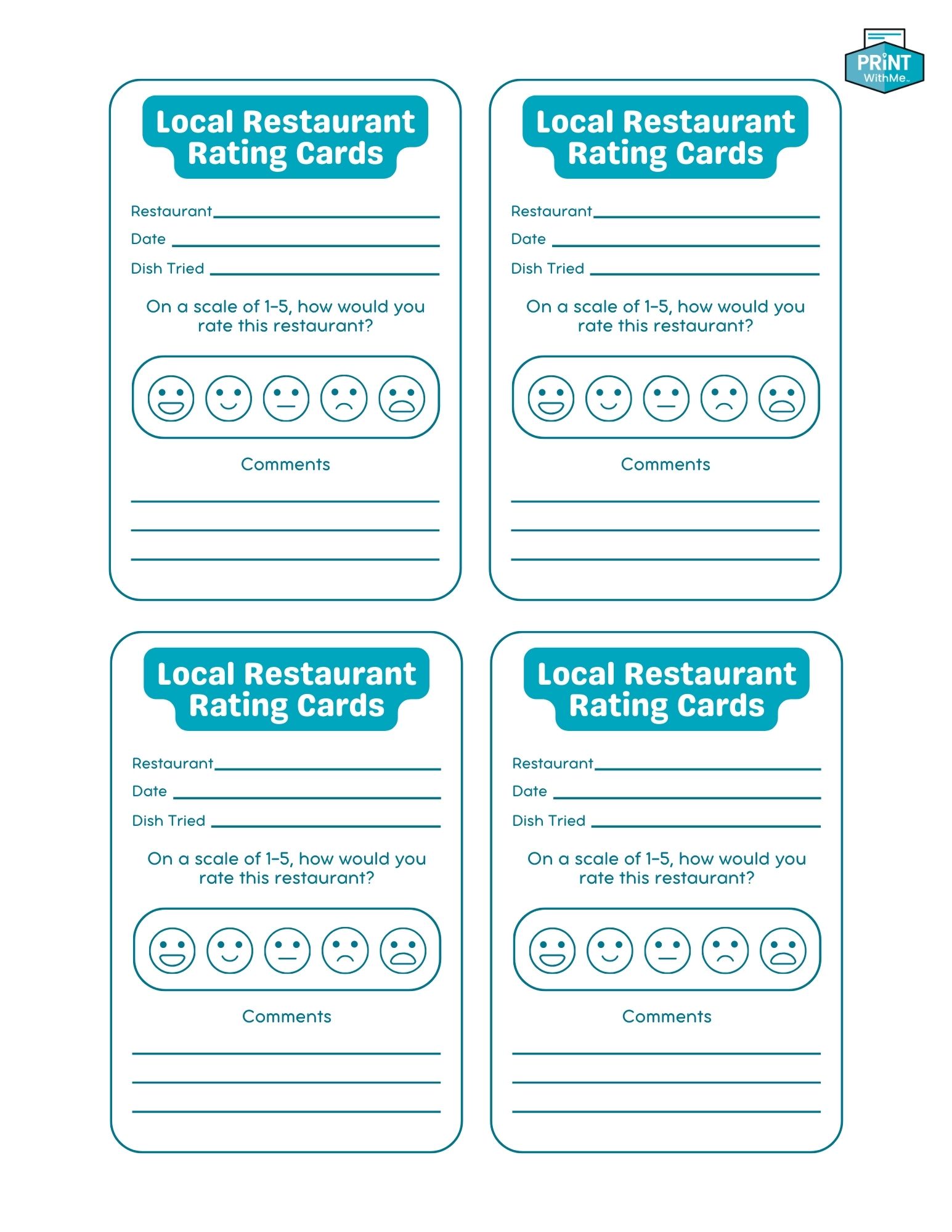 Local Restaurant Rating Cards
