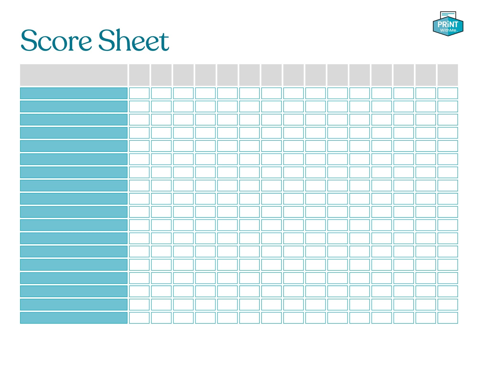 Game Night Score Sheet