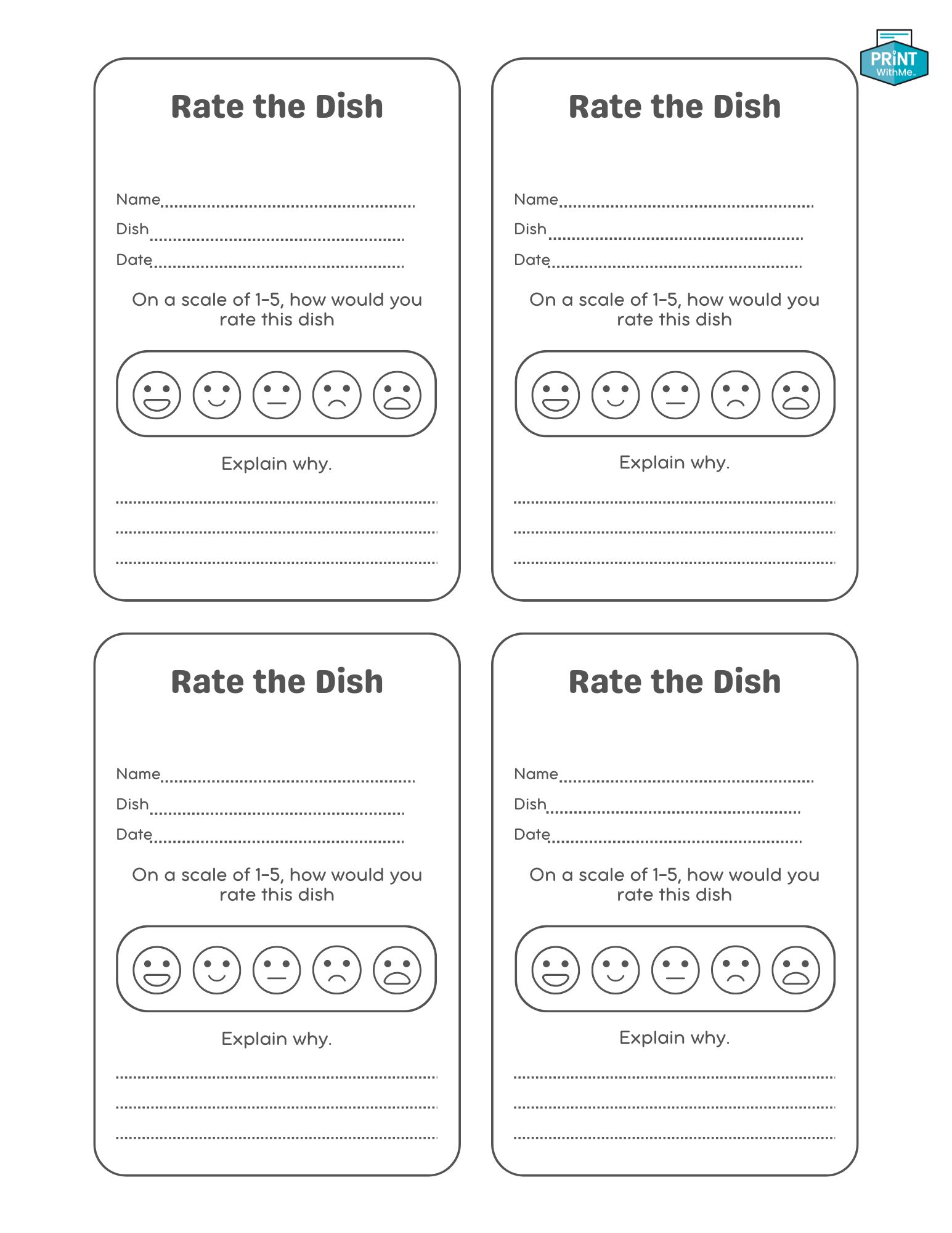 Rate the Dish Cards