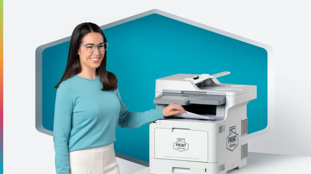 Remote worker using a PrintWithMe printer amenity at an apartment community