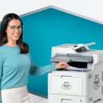 Remote worker using a PrintWithMe printer amenity at an apartment community