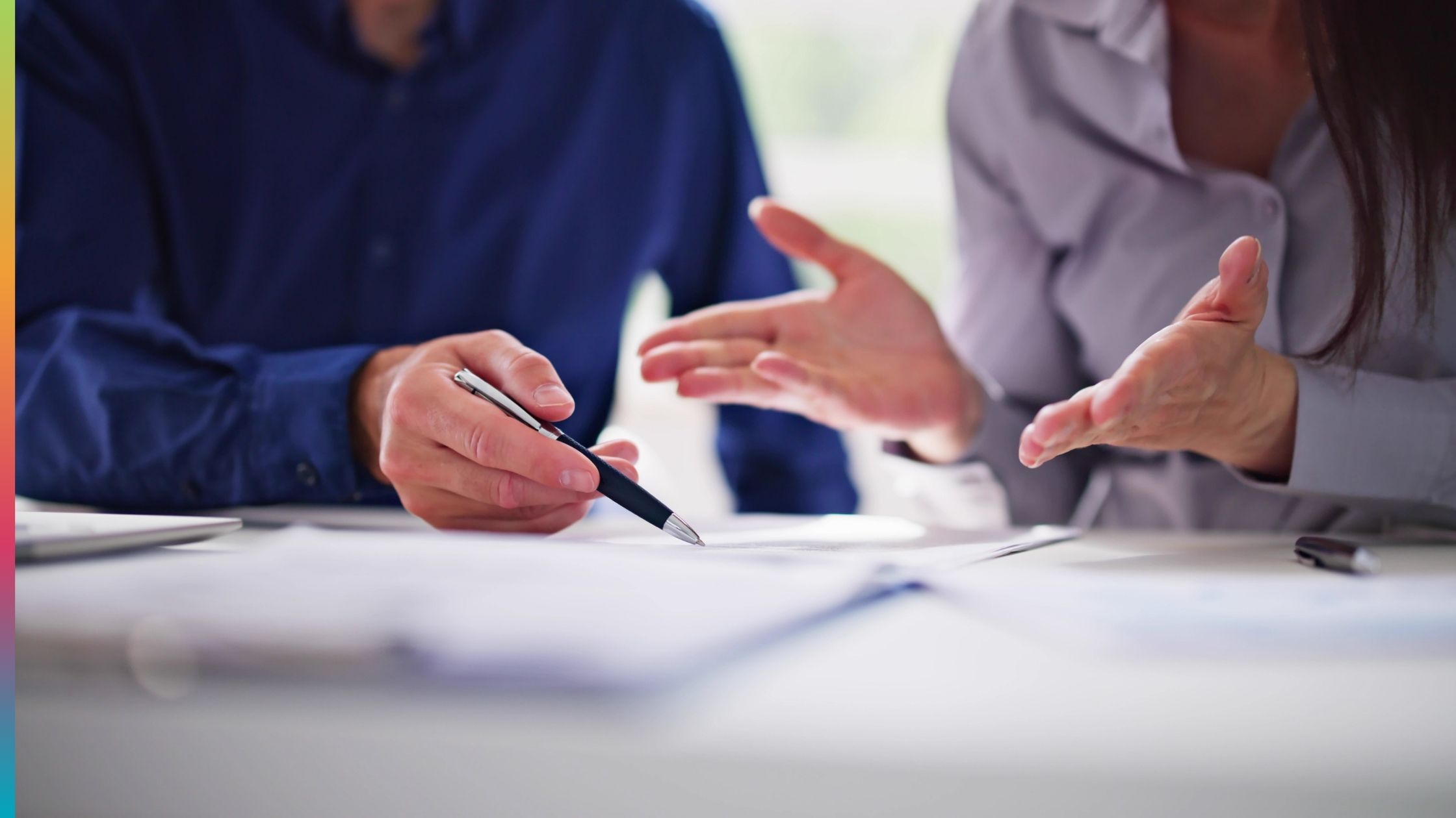 Property manager reviewing a printer contract checklist before signing