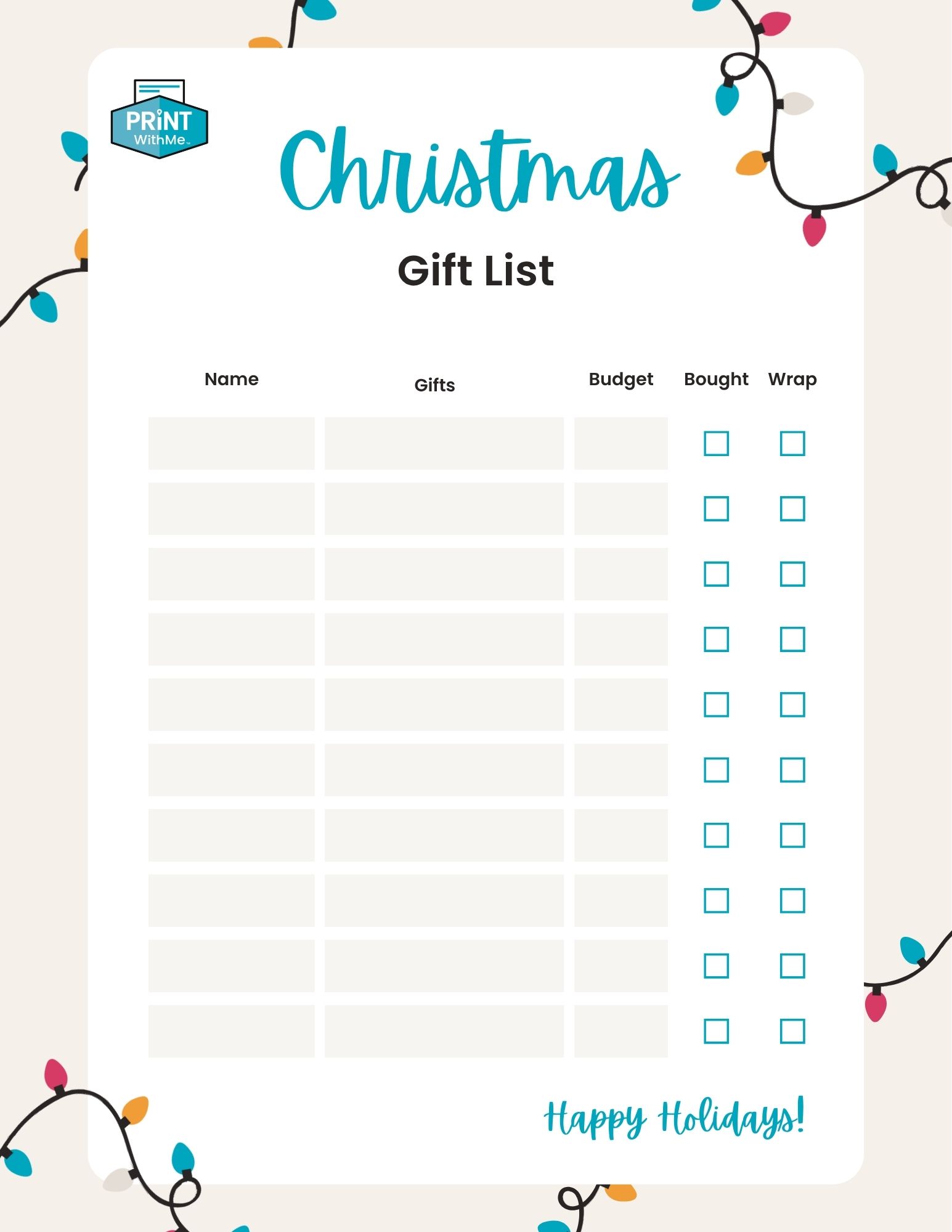 Christmas Gift List