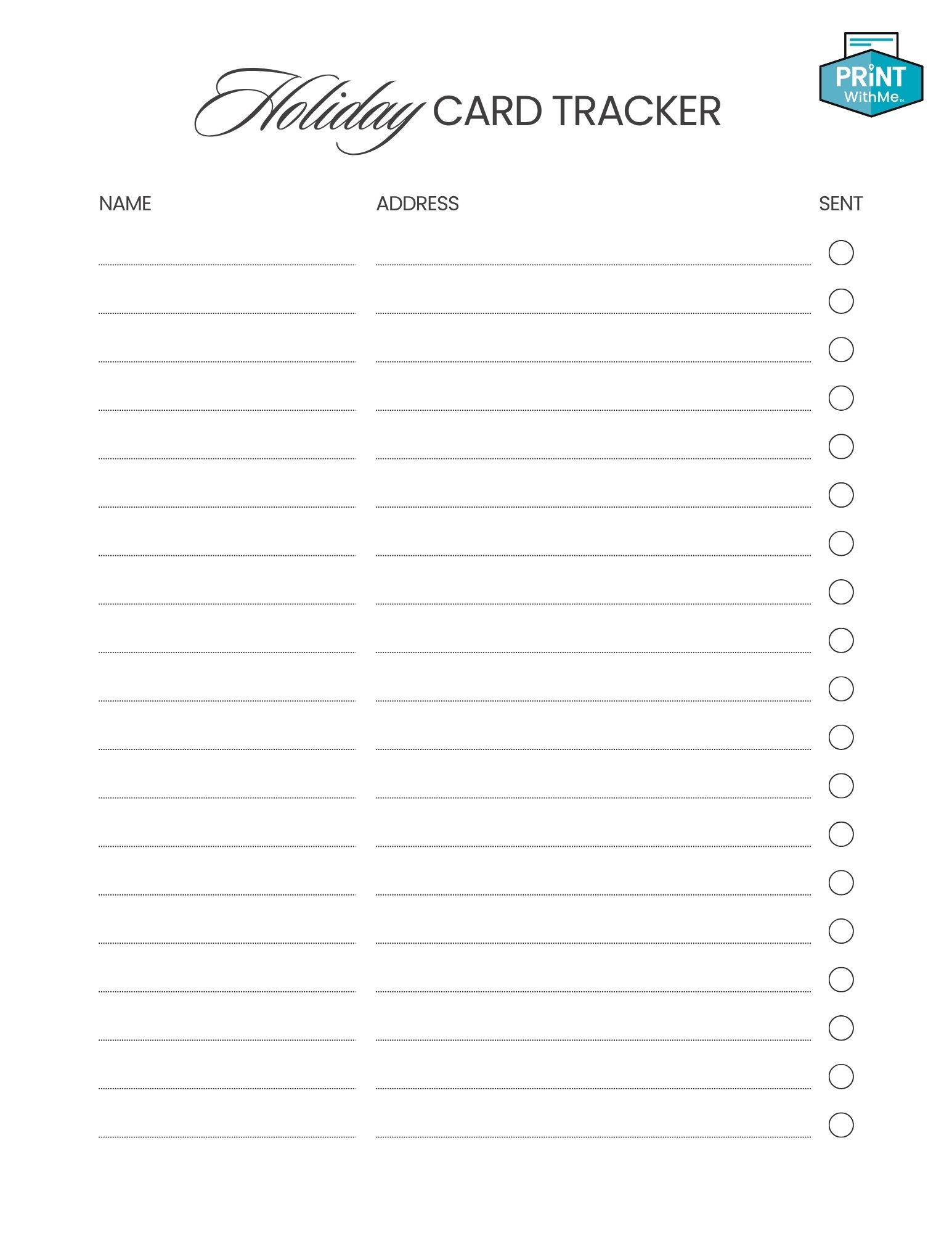Holiday Card Tracker